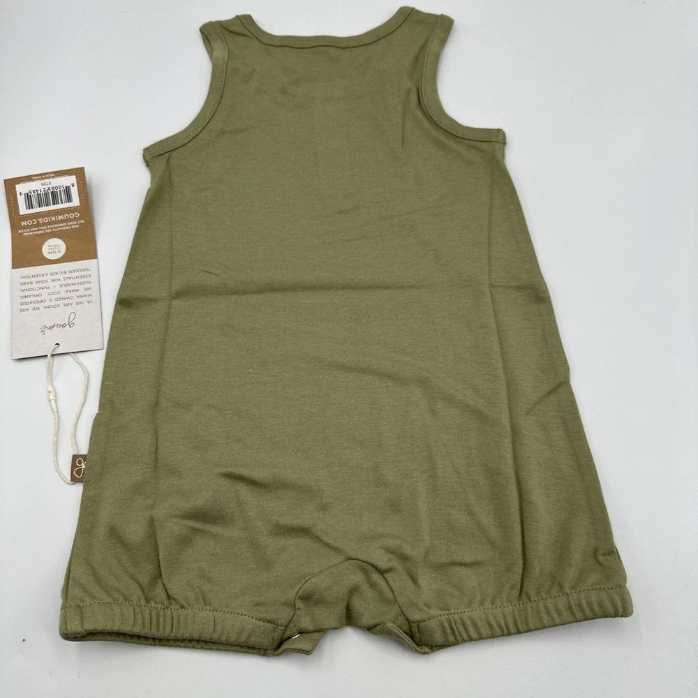 Goumi Kids Baby Romper Quick Change One Piece Size 6-12 Month Bamboo Olive Green